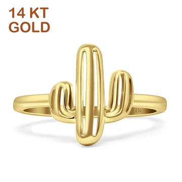 Cactus Ring Simple Plain Statement 14K Yellow Gold Wholesale
